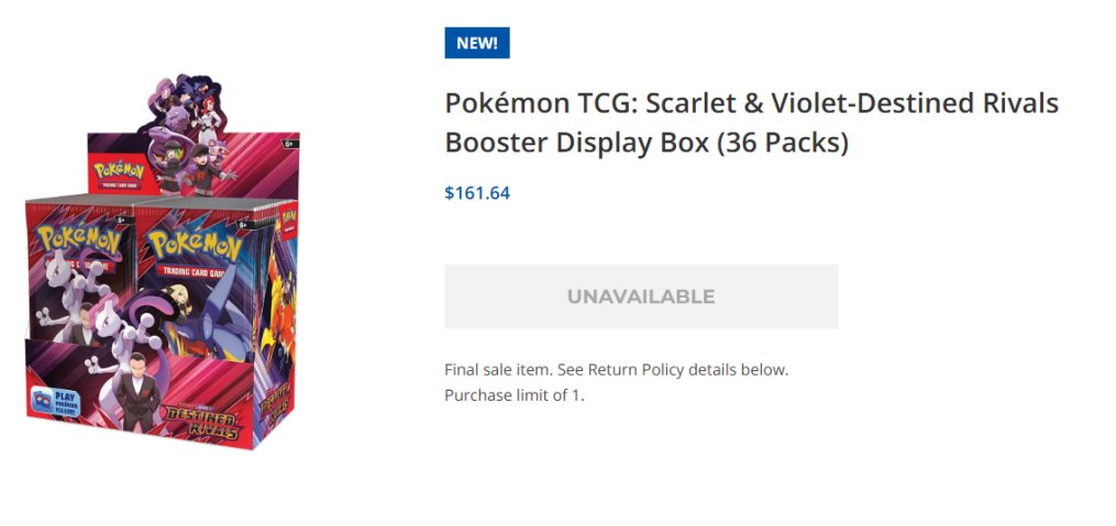 destined rivals booster box restock Amazon.com: Pokemon TCG: Scarlet & Violet - Destined Rivals Booster Display  Box