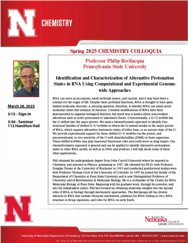 This week, we resume our colloquium seminars on Friday, 03/28, with Professor Philip Bevilacqua from Pennsylvania State University. Please join us at 3:30pm in room 112 Hamilton Hall for the seminar
