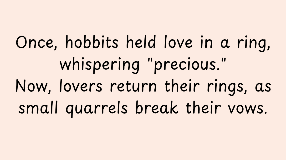 ashcribe's tweet photo. #PreciousLove #FleetingVows #LoveAndLoss #TwitterX #ModernRomance #lovequotes #BrokenPromises #Hobbits #Lordoftherings #creativity #dailylovequotes #UnraveledLove #writingcommunity #TimelessVsTemporary #LoveInAgingTimes #SymbolOfLove #QuarrelsAndRings https://t.co/KMmYgMldXl