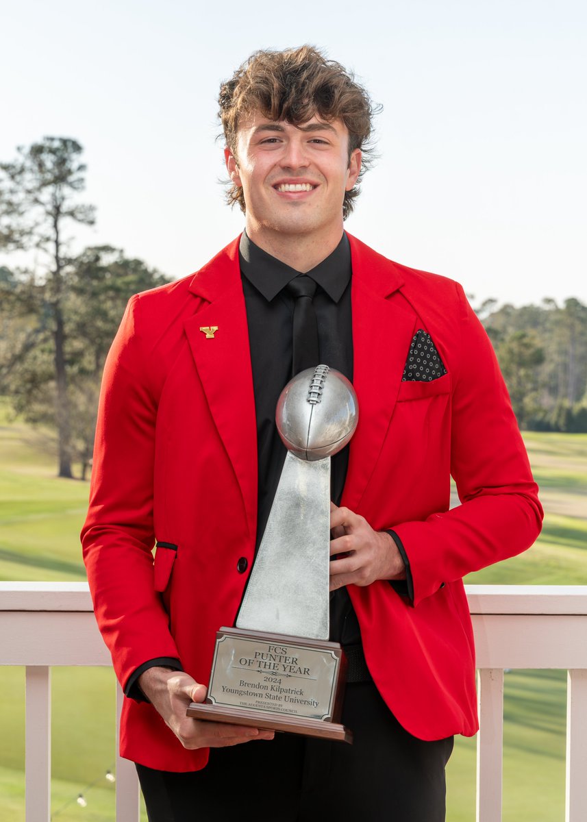 Youngstown State Football (@ysufootball) on Twitter photo Our <a href="/BrendonKilpatr2/">Brendon Kilpatrick</a> received his 2024 <a href="/FCSPunterofYear/">FCS Punter of the Year</a> award presented by the Augusta Sports Council last week! π§π
What a terrific event to be a part of and represent <a href="/youngstownstate/">Youngstown State University</a> βΌ
#GoGuins Our <a href="/BrendonKilpatr2/">Brendon Kilpatrick</a> received his 2024 <a href="/FCSPunterofYear/">FCS Punter of the Year</a> award presented by the Augusta Sports Council last week! π§π
What a terrific event to be a part of and represent <a href="/youngstownstate/">Youngstown State University</a> βΌ
#GoGuins