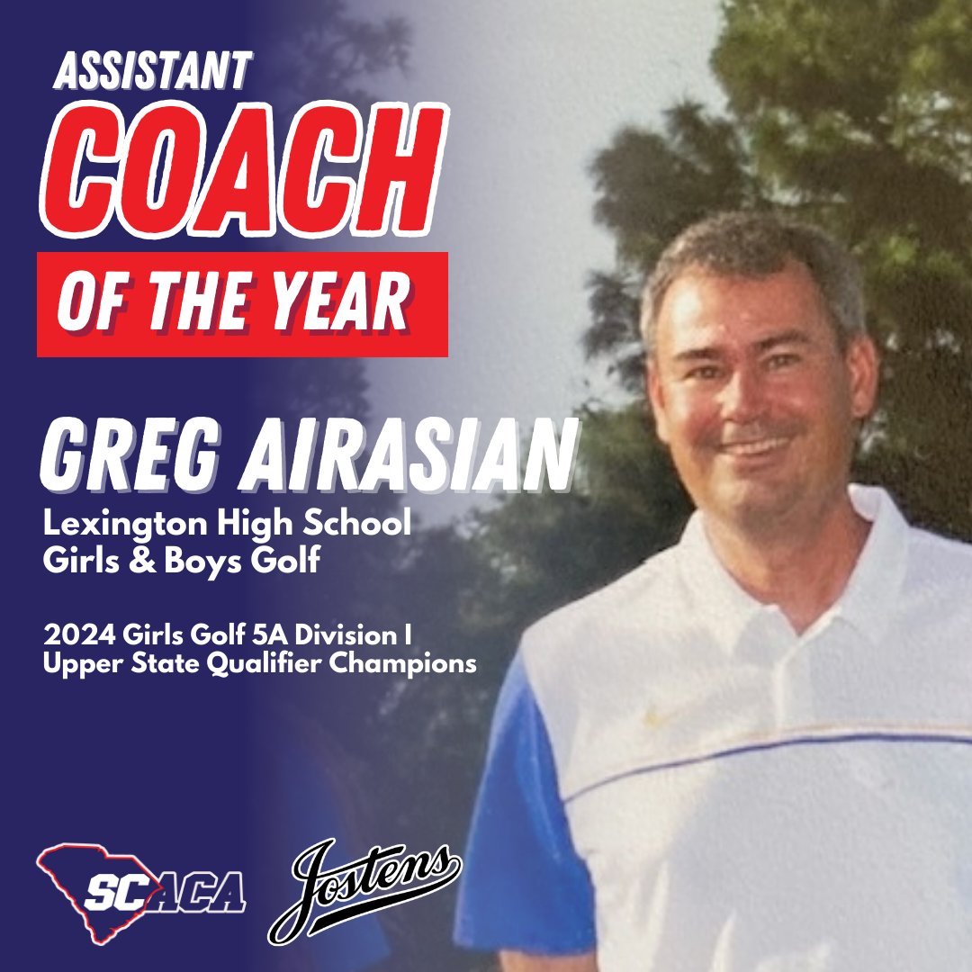 South Carolina Athletic Coaches Association (@carolinacoaches) on Twitter photo Congratulations to Greg Airasian from <a href="/LHSWildcatsLex1/">Lexington High School</a>! 🏆With four years coaching girls golf, eight with boys golf, and years in boys basketball, his dedication earned two 4A State Championships and multiple region titles in golf.
<a href="/LHS_WILDCATS/">Lexington HS Wildcat Athletics</a> Congratulations to Greg Airasian from <a href="/LHSWildcatsLex1/">Lexington High School</a>! 🏆With four years coaching girls golf, eight with boys golf, and years in boys basketball, his dedication earned two 4A State Championships and multiple region titles in golf.
<a href="/LHS_WILDCATS/">Lexington HS Wildcat Athletics</a>