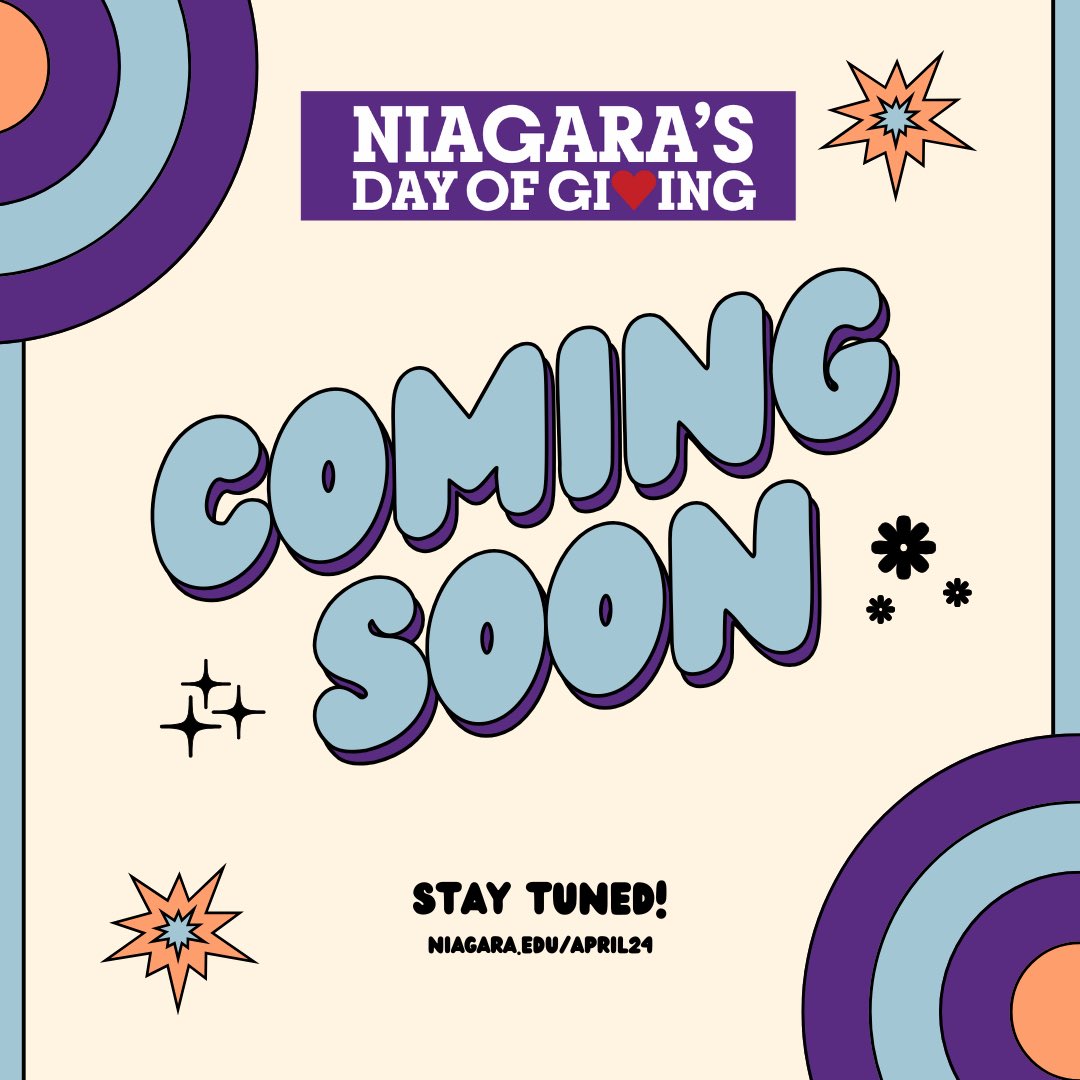 SAVE THE DATE! ✨

One month from today is <a href="/NiagaraUniv/">Niagara University</a> Day of Giving - April 24th! 

Watch your mailbox, emails, and online for exciting announcements and information on how to participate. 💜