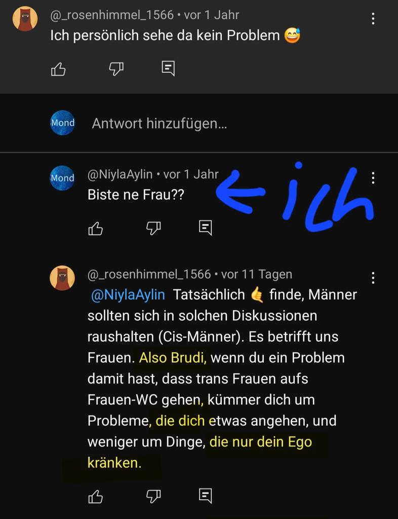 An die Frauen mit AfD Nähe, gehen bei euch auch 70% der Linken mit den ihr schreibt, einfach davon aus das ihr Männer seid?
Hab bei den Bsp. sogar nen weiblichen Namen drinnen 😭
(Erneut gepostest, alten Post gelöscht)