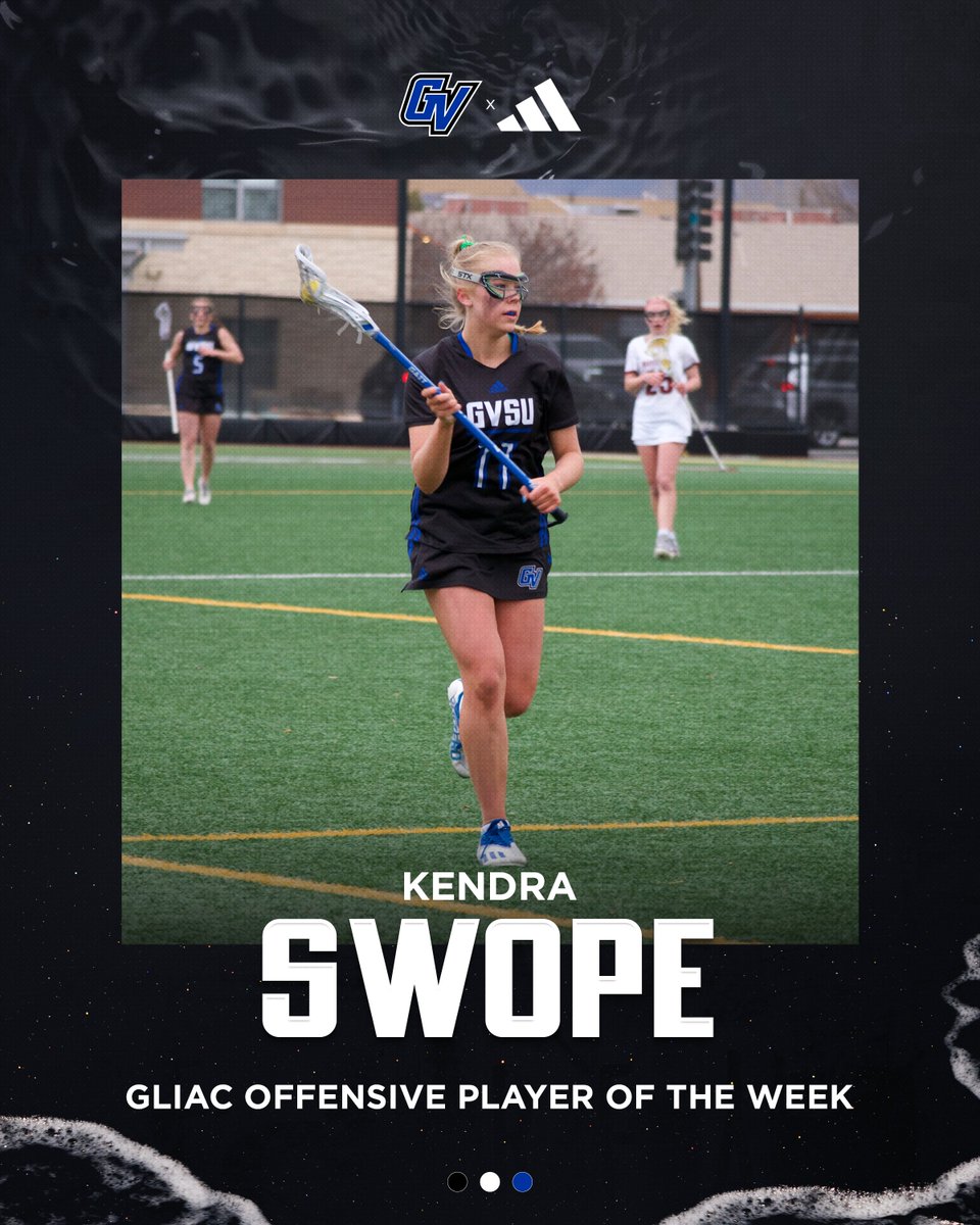 GVSUWLAX's tweet photo. A clean sweep! 🧹🧹

The Lakers swept the GLIAC Player of the Week awards, with Kendra Swope earning offensive honors and Sarah Krause getting the defensive accolades!

#AnchorUp #beELITE https://t.co/o9D2hxE9XW