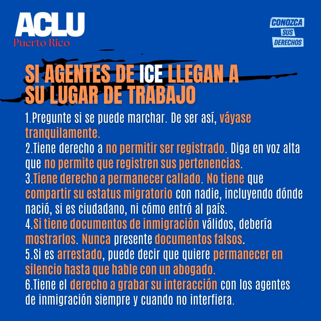 Ante la desinformación generada en torno a las políticas de deportación impulsadas bajo la administración de Trump, es fundamental que toda persona conozca sus derechos y exija el debido proceso de ley al momento de ejecutar cualquier orden de detención. Infórmate y protégete.
