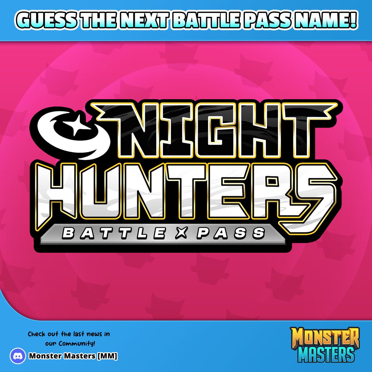 NIGHTHUNTERS is the name of nest Battle Pass in Monster Masters! Did you guess it? 😮

#monstermasters #mobilegames #anime #fakemon #pokemon #gaming #games #gameplay #iosgames #androidgames #freetoplay #gamedesign #indiegames #twitch #mobilegaming #monsterbattles