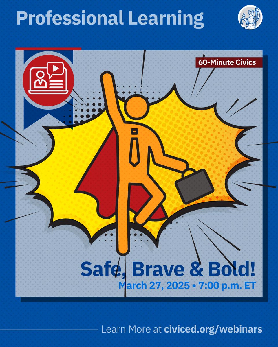 Award-winning #teachers share their secrets this Thursday! Join our FREE webinar on creating safe, brave &amp; bold classrooms! Q&amp;A w/ experts. Register ▶️ bit.ly/safe-brave-bold

#Civics #sschat #PD