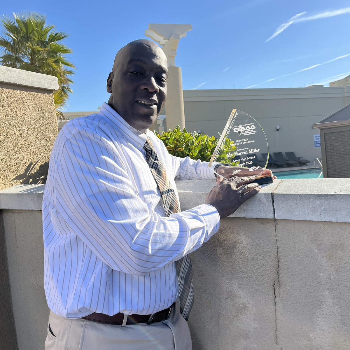 We’re proud to announce that Pastor Miller received the Citation of Excellence Award at the Principal and AD Conference in Charleston on March 19! His 25 years of dedication to our athletics, school, and community make this honor well deserved. Congrats Pastor Miller!  #GreerGRIT