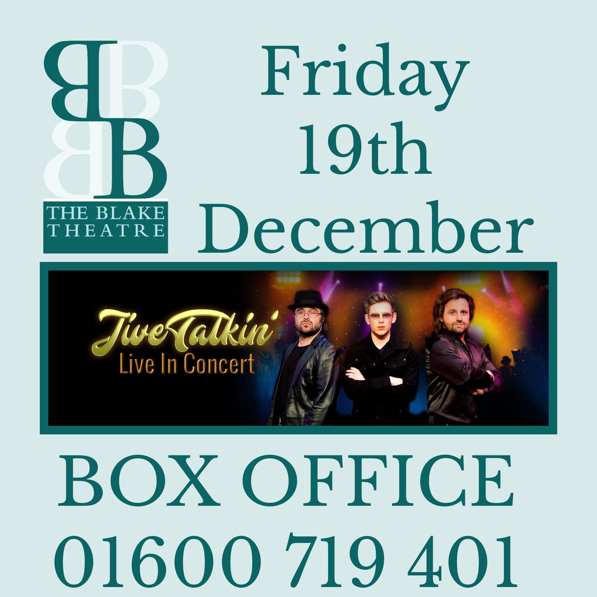 BeeGeesTributeShow (@uktheatreshows) on Twitter photo Jive Talkin' are coming back to the Blake Theatre where 'You should be Dancing' with us.
Date: Friday 19th December
Venue: The <a href="/blaketheatre/">The Blake Theatre, Monmouth</a> , Monmouth
Book Tickets: ticketsource.co.uk/theblaketheatr…
Booking tickets: 01600 719 401
Ticket Prices: Adults £27.50 Concessions: £25.00 Jive Talkin' are coming back to the Blake Theatre where 'You should be Dancing' with us.
Date: Friday 19th December
Venue: The <a href="/blaketheatre/">The Blake Theatre, Monmouth</a> , Monmouth
Book Tickets: ticketsource.co.uk/theblaketheatr…
Booking tickets: 01600 719 401
Ticket Prices: Adults £27.50 Concessions: £25.00