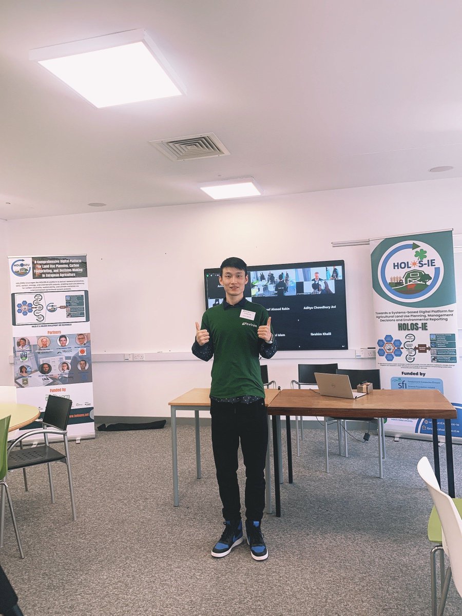 holos_ie's tweet image. Presenting @Yanbin_Chen_ #HOLOSIE-#HOLOSEU grassland-livestock carbon model for Ireland! Integrates soil/climate data &amp;amp; farm management for sustainable age. Soil-climate dynamic models. SOC-based GHG mitigation. Farmer-friendly SOC tool. Thanks #Environ2025!#ClimateSmartFarming！