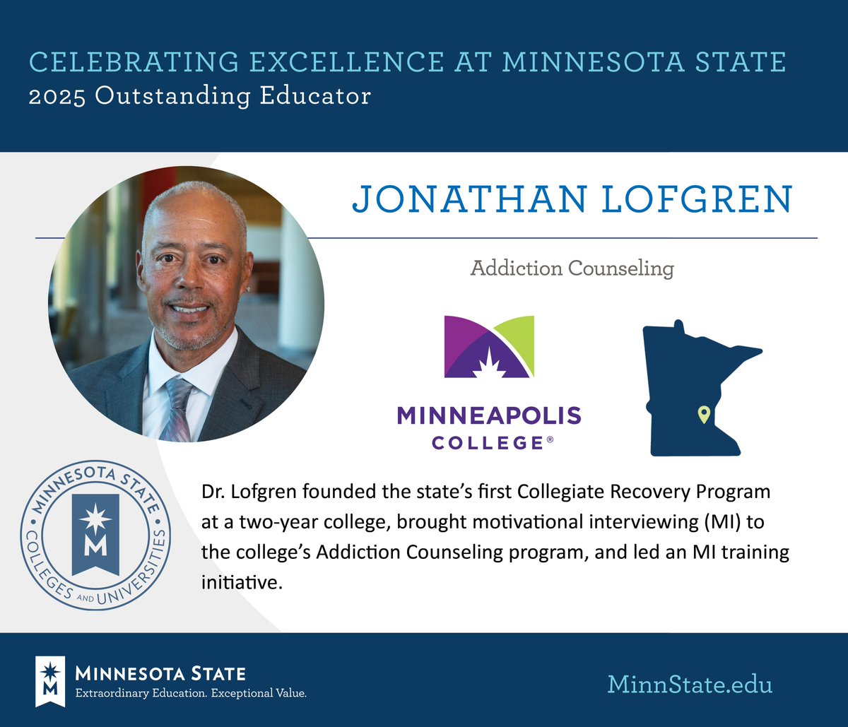 Jonathan Lofgren from <a href="/MplsCollege/">Minneapolis College</a> was named as an Outstanding Educator at the 2025 Board of Trustees Awards. Congratulations! 

See more at MinnState.edu/BOTawards. #MinnStateBOTawards
