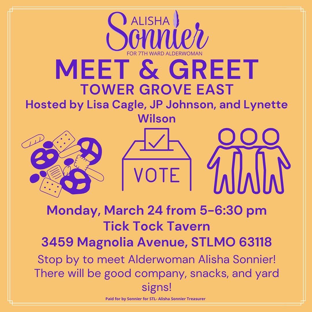 Come check out the dopest Alderperson in the City of St. Louis! Simply put, there’s no one better at representing the people than <a href="/LishaLiberty/">Alisha Sonnier</a>. Don’t just take my word for it - be at Tick Tock this evening at 5 PM and see for yourself.