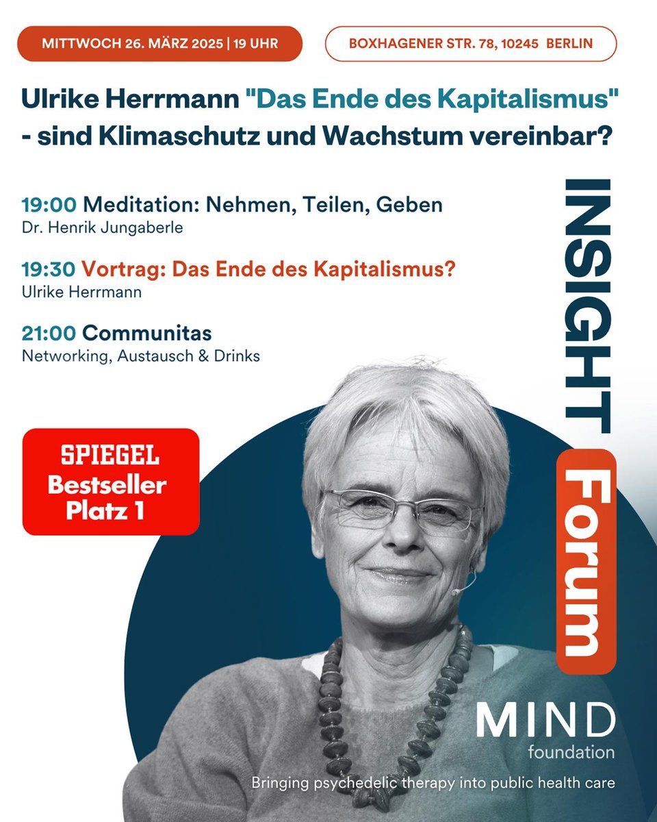 Upcoming INSIGHT Forum highlight event in German: 

📅 Mittwoch, 26. März 2025
✅ Tickets &amp; Infos: loom.ly/mCVtLuw
📍 MIND Foundation Office, Boxhagener Str. 78, 10245 Berlin