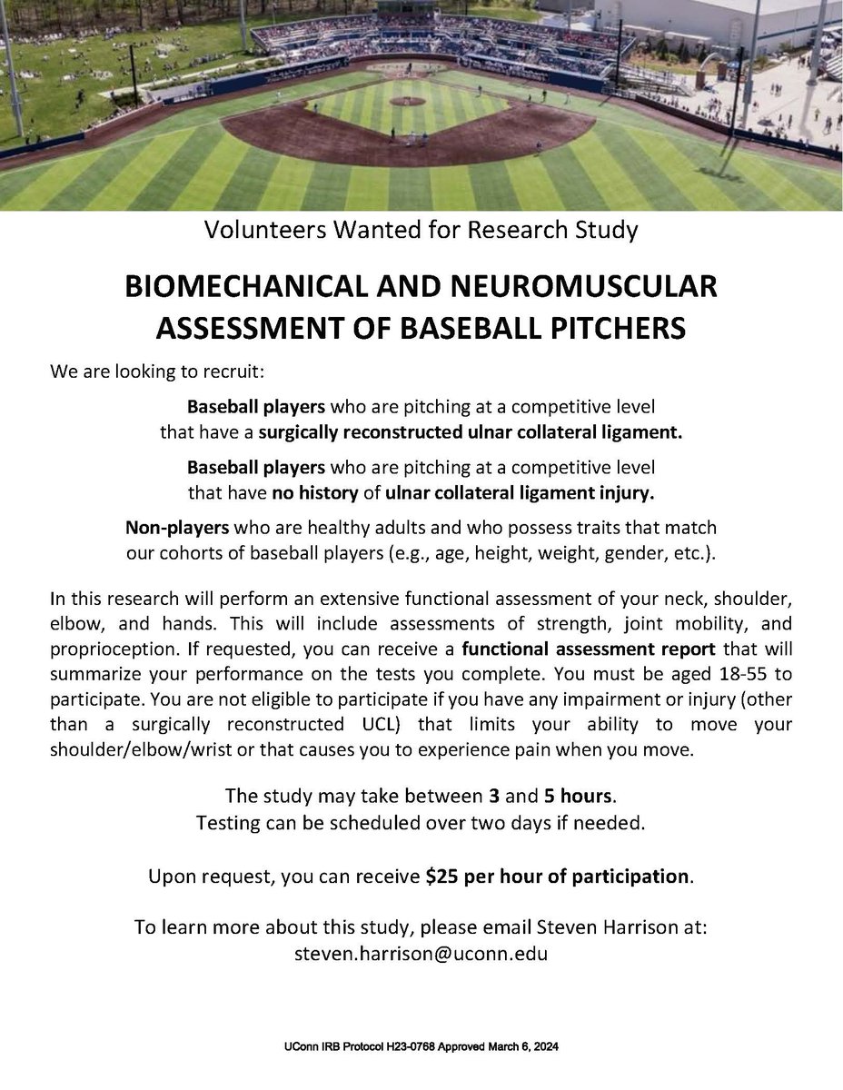UConn Institute for Sports Medicine (@uconn_ism) on Twitter photo Volunteers Wanted for a Research Study! Check out the details below for a cool opportunity. Volunteers Wanted for a Research Study! Check out the details below for a cool opportunity.
