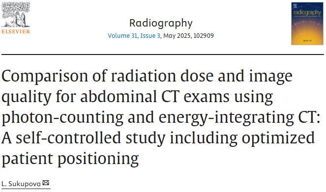 📢Research article available online now!
📰Comparison of radiation dose and image quality for abdominal CT exams using photon-counting and energy-integrating CT: A self-controlled study including optimized patient positioning
🖊️L. Sukupova
🔗 doi.org/10.1016/j.radi…
