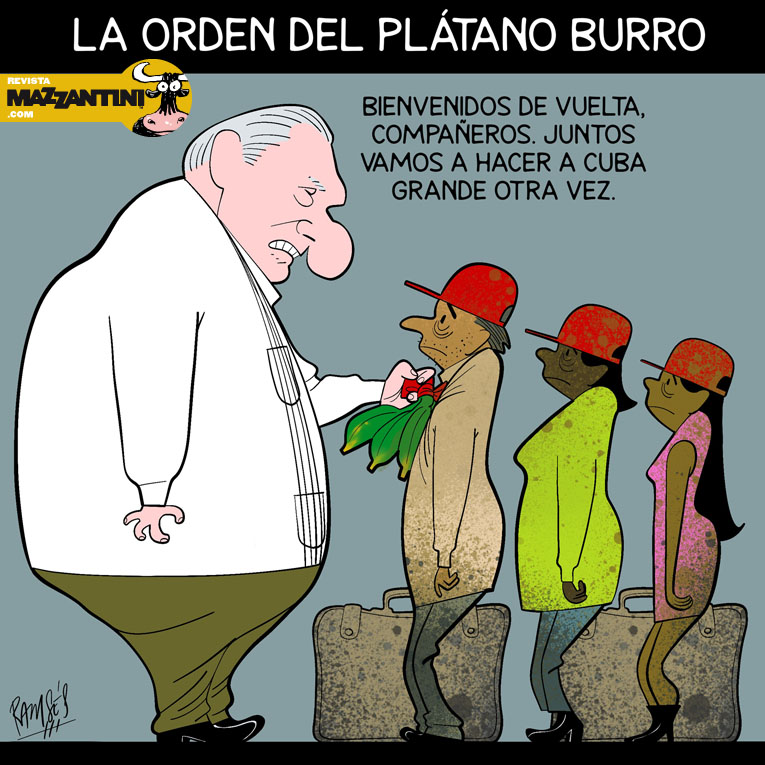 "¿Volver?", por Ramsés. Con la posible deportación de cubanos a la isla cárcel, cínicos voceros y guatacas oficialistas ya hablan de “bienvenidos, compatriotas”. Si los aceptan, lo más difícil para las "mieles del poder" será lidiar con miles que probaron la miel de la libertad.
