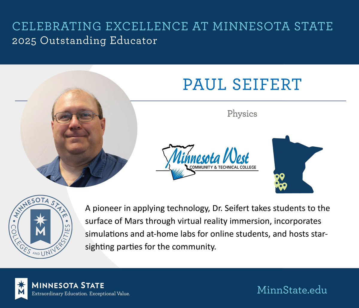 Paul Seifert from <a href="/MinnesotaWest/">Minnesota West</a> was named as an Outstanding Educator at the 2025 Board of Trustees Awards. Congratulations! 

See more at MinnState.edu/BOTawards. #MinnStateBOTawards