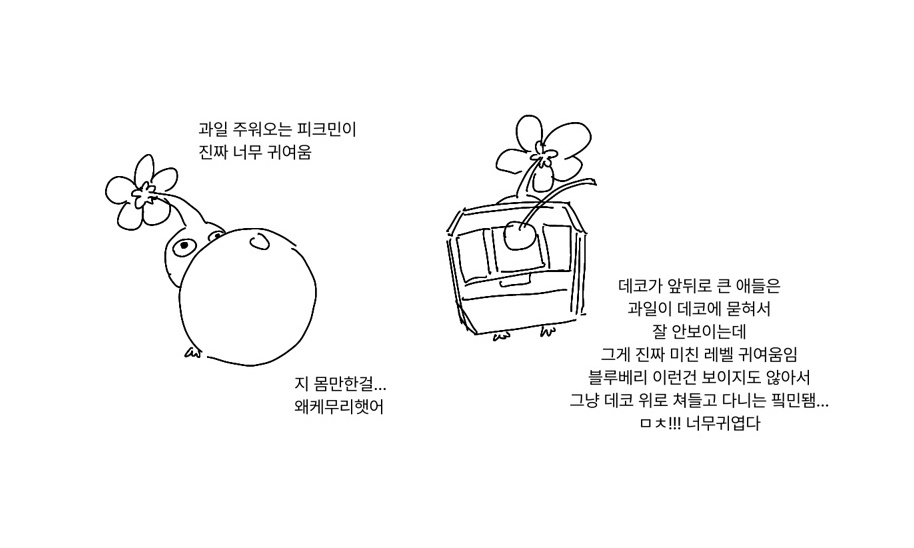 double_kill_pik's tweet photo. 산책 도중에 과일 주워오는 피크민이 귀엽다
#Pikmin https://t.co/JQiVc69FvI