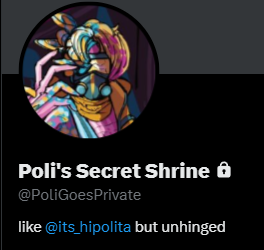 its_hipolita's tweet image. Hi all, I caved and made a private account, for more deeply personal stuff, pictures and other stuff that I don't want to air out to 10K+ followers.
Feel free to request if we've ever talked but know I'm highly paranoid, so don't take it personally if I don't accept.