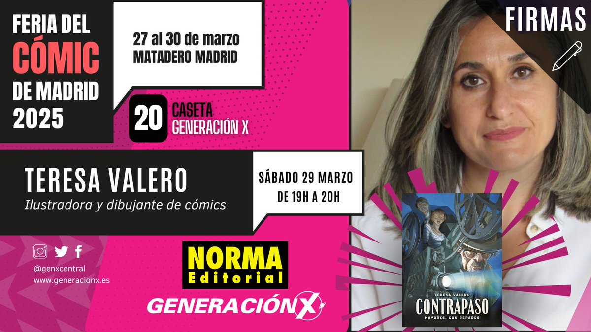 GeneraciónX Tirso (@genxtirso) on Twitter photo Estaremos en la caseta 20 de la Feria del Cómic, en <a href="/mataderomadrid/">mataderomadrid</a>, con autores de cabecera de <a href="/NormaEditorial/">Norma Editorial</a>.
🗓️ Sábado 29/03
✨Fidel Martínez - HIJOS DEL FUEGO
✨Carlos García + Antonia Santolaya - HOTEL FLORIDA
✨Montse Martín - CURIOSITY SHOP
✨Teresa Valero - CONTRASPASO Estaremos en la caseta 20 de la Feria del Cómic, en <a href="/mataderomadrid/">mataderomadrid</a>, con autores de cabecera de <a href="/NormaEditorial/">Norma Editorial</a>.
🗓️ Sábado 29/03
✨Fidel Martínez - HIJOS DEL FUEGO
✨Carlos García + Antonia Santolaya - HOTEL FLORIDA
✨Montse Martín - CURIOSITY SHOP
✨Teresa Valero - CONTRASPASO