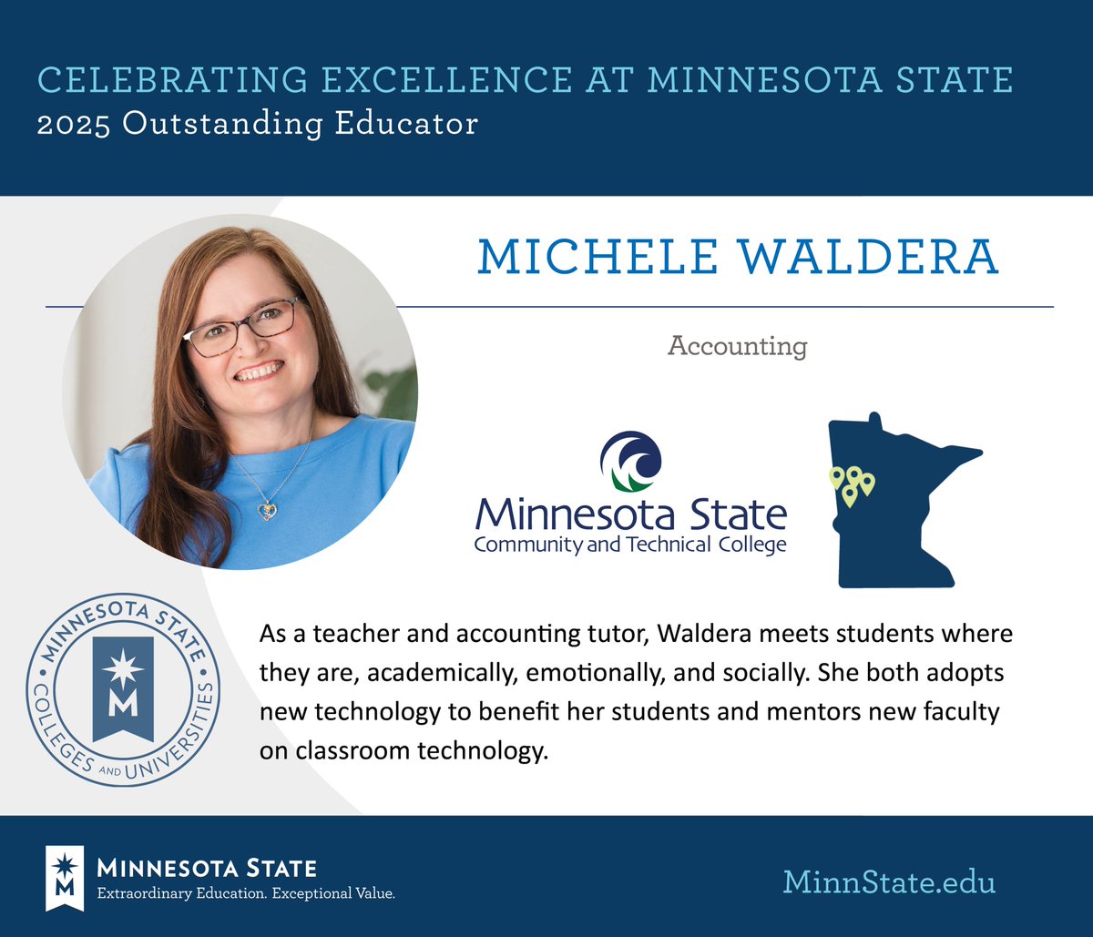 Michele Waldera from <a href="/MStateCollege/">Minnesota State Community and Technical College</a> was named as an Outstanding Educator at the 2025 Board of Trustees Awards. Congratulations! 

See more at MinnState.edu/BOTawards. #MinnStateBOTawards