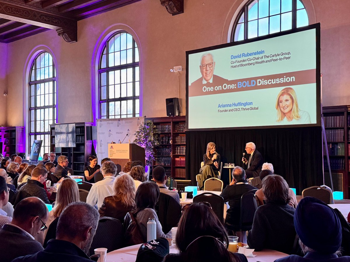 Arianna Huffington (@ariannahuff) on Twitter photo Loved my conversation with <a href="/DM_Rubenstein/">David M. Rubenstein</a>, Co-Founder and Co-Chairman of The Carlyle Group, at the 13th annual BMEII Summit in New York about innovation and transformation in healthcare.
This year’s theme, beBold, perfectly captures the spirit of pioneering advancements in Loved my conversation with <a href="/DM_Rubenstein/">David M. Rubenstein</a>, Co-Founder and Co-Chairman of The Carlyle Group, at the 13th annual BMEII Summit in New York about innovation and transformation in healthcare.
This year’s theme, beBold, perfectly captures the spirit of pioneering advancements in