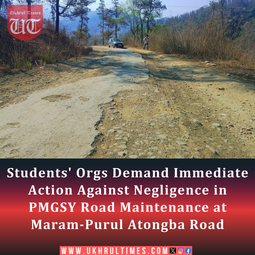 ukhrultimes's tweet photo. #Senapati: The #PMGSY project (Package Number: MN06294, Phase-XI) involved the construction of the 22-km #Maram-#Purul Atongba Road, which began on 02-08-2019 and was completed on 01-02-2021. As per project guidelines, the road was to be maintained from 02-02-2021 to 01-02-2026. However, no maintenance work has been carried out to date, leaving the road riddled with potholes, erosion, and uneven surfaces. #Manipur
Read more | https://t.co/vyj6j5JvrY