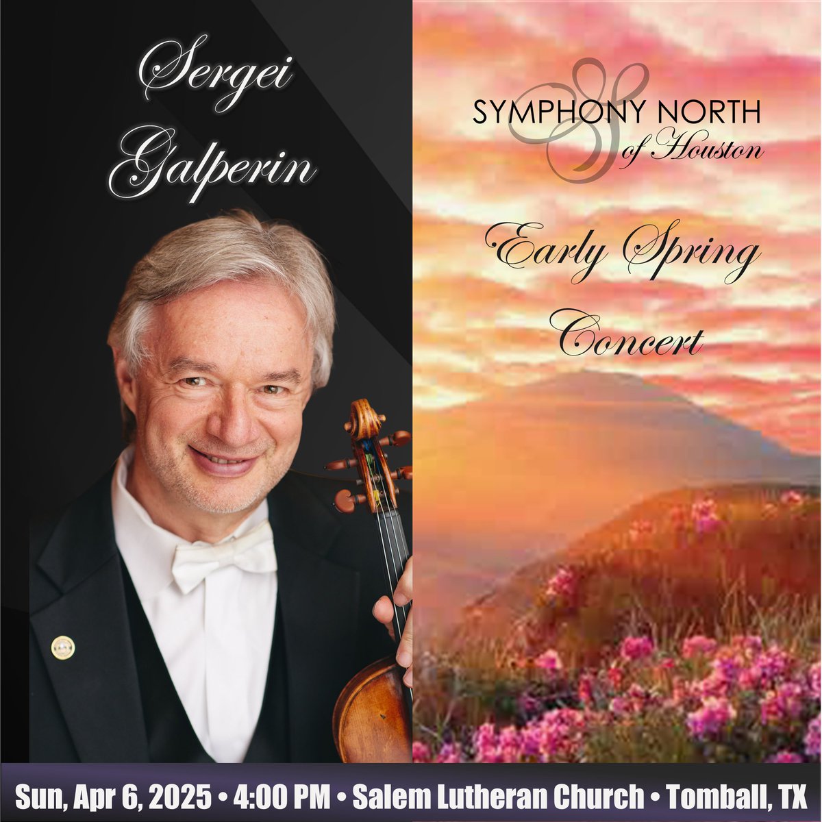 Attend Symphony North of Houston's Early Spring concert on Sunday, April 6, 2025, at 4:00 PM. Our concert venue is Salem Lutheran Church in Tomball, Texas. 

More info 👉 symphonynorth.org/2025-early-spr… 👈

#SymphonyNorthOfHouston #classicalmusic #tomballtx