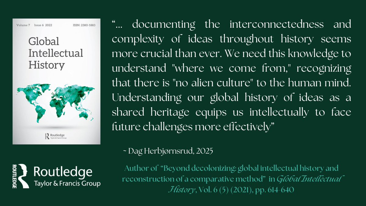 1/6 For our March highlight we hear from Dag Herbjørnsrud (<a href="/SGOKIdehistorie/">Global History of Ideas</a>) who wrote "Beyond decolonizing: global intellectual history and reconstruction of a comparative method" with us in 2021 (online 2019). We asked him about this work &amp; the future. Here, his response: