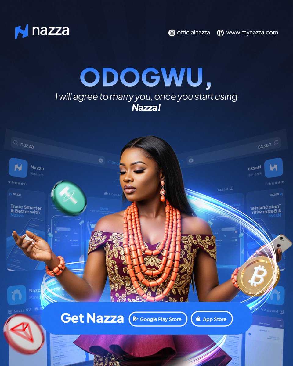 NazzaOfficial's tweet image. She said, &quot;Odogwu, I’ll marry you when you start using Nazza&quot; 😅

Don’t dull yourself — trade smart, manage better, and level up with @officialnazza 

📲 Get Nazza on Google Play &amp;amp; App Store
👉 mynazza.com

 #CryptoMadeEasy #TradeSmart #FintechGoals #NazzaApp