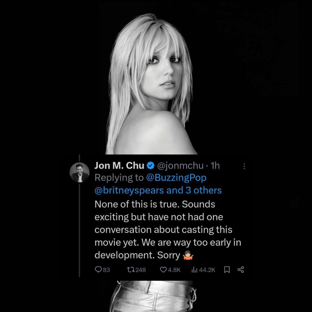 BritneyPlanet's tweet photo. "Jon Chu sul biopic di Britney Spears: 'Nessuna conversazione sul casting ancora, siamo solo all'inizio dello sviluppo.' #BritneySpears #JonChu" https://t.co/GpIiv5tqWn