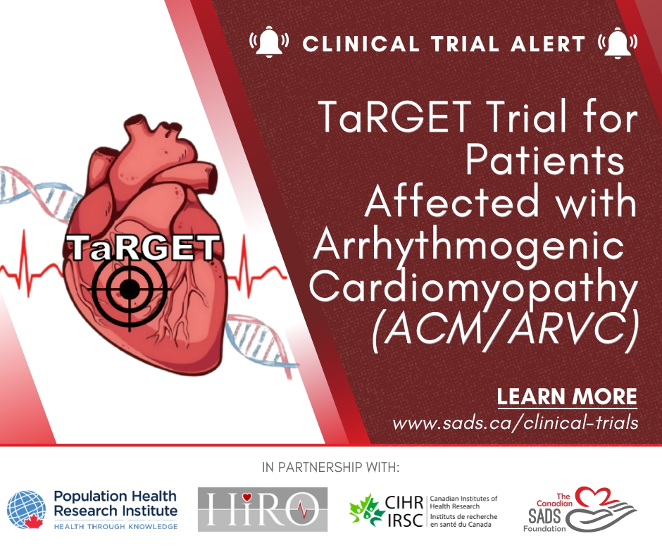The Canadian SADS Foundation (@canadiansads) on Twitter photo The TaRGET clinical drug trial for ARVC/ACM patients is now enrolling at participating centers. For more information on the trial, and a list of participating clinics, please visit our website at sads.ca/clinical-trials or contact the trial directly at target.recruitment@phri.ca The TaRGET clinical drug trial for ARVC/ACM patients is now enrolling at participating centers. For more information on the trial, and a list of participating clinics, please visit our website at sads.ca/clinical-trials or contact the trial directly at target.recruitment@phri.ca