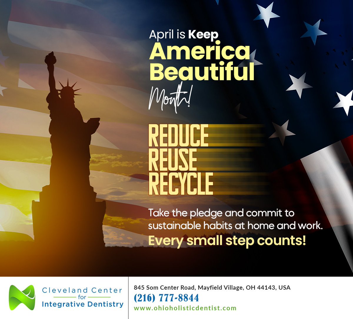 CCIDDrPastouk's tweet image. This April, Cleveland Center for Integrative Dentistry proudly supports Keep America Beautiful Month. Join hands to make our city cleaner and greener. Let&apos;s lead by example and inspire positive change. #keepamericabeautiful #berecycled #cleveland #oh #ohioholisticdentist