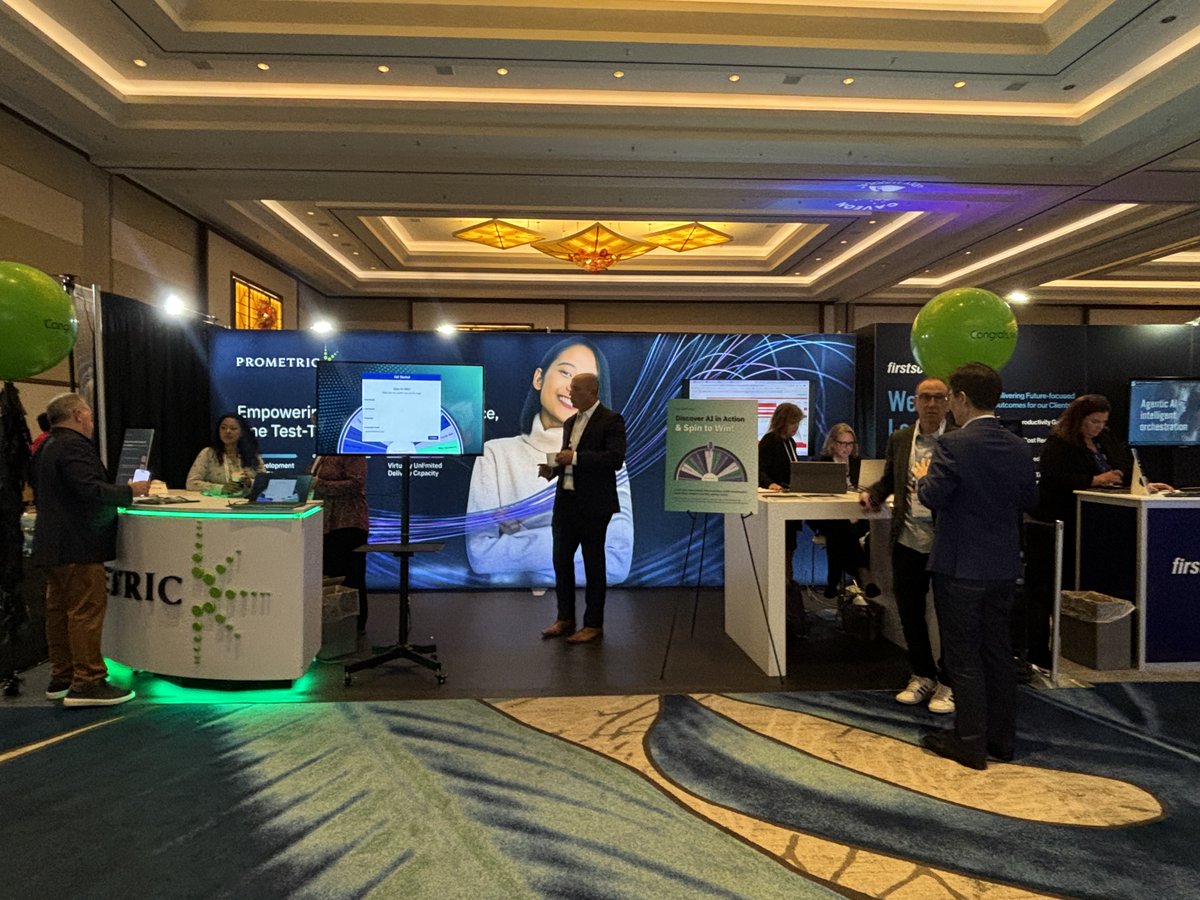 PrometricGlobal's tweet image. Live from ATP 2025! 🎤 Stop by Booth #302 for AI, VR &amp;amp; assessment innovations shaping the future. #ATPGlobal #ATPConf #AI #VR #Assessments #Innovation