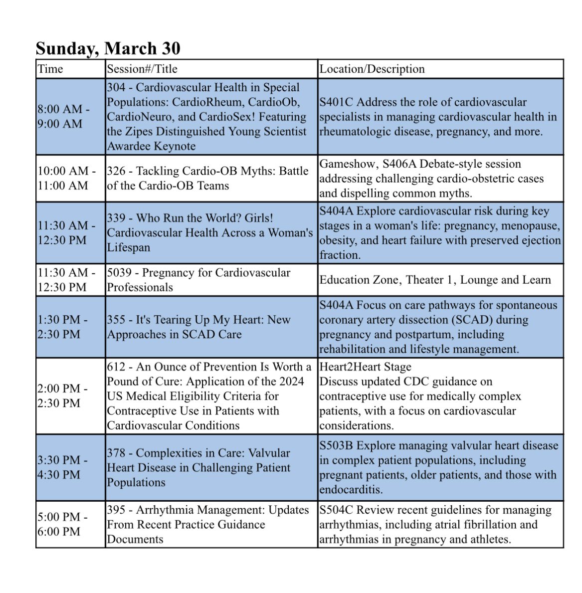 🫀List of  #ACC25  #Cardioobstetric sessions 

#ACCCardioOb #MedX #CardioX #MedED
#womensheartdisease #maternalhealth <a href="/MySMFM/">SMFM</a> <a href="/acog/">ACOG</a>