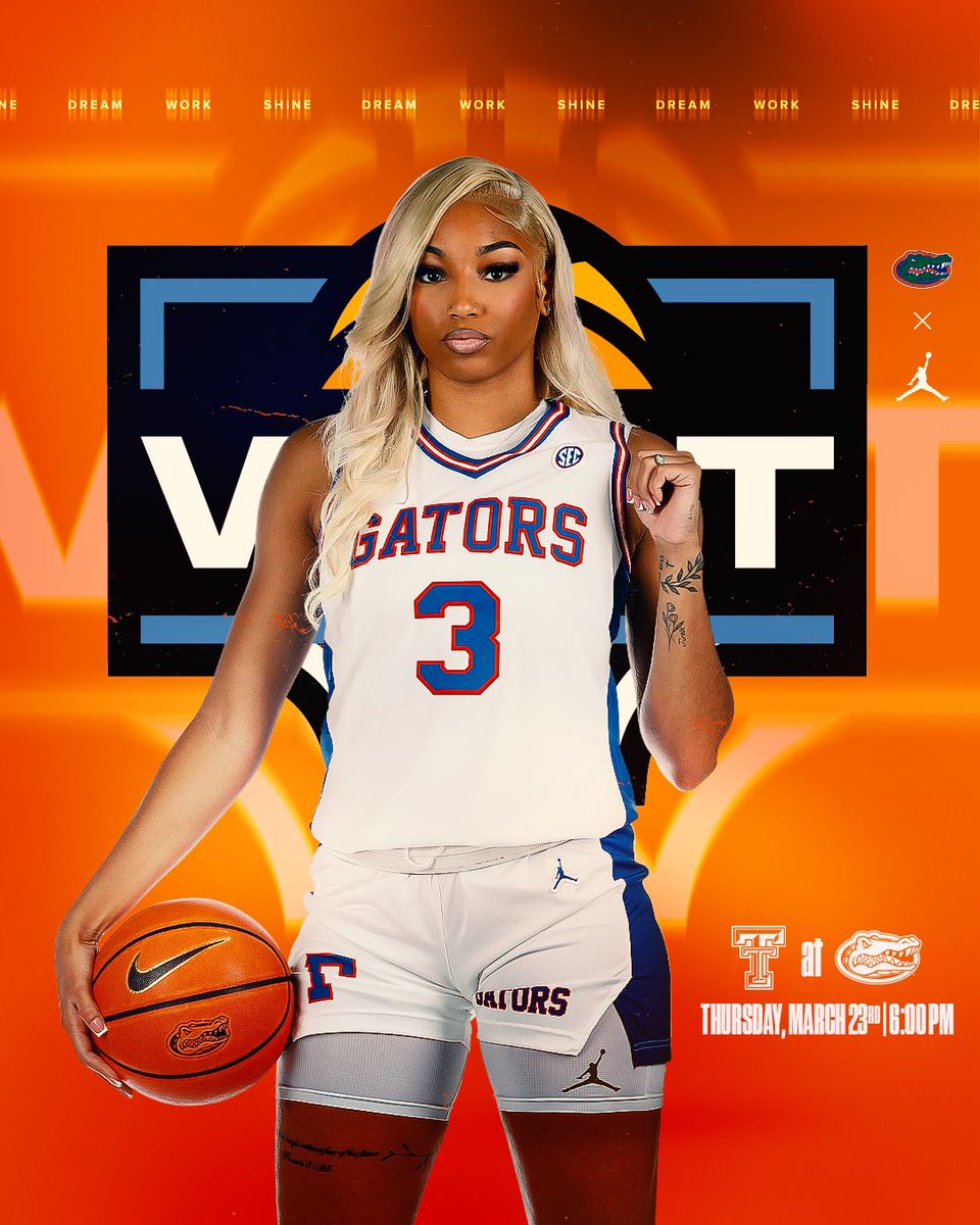 this Thursday @ the o’dome 😁

🆚 Texas Tech
@ 6 pm

#GoGators | <a href="/wbitwbb/">Women’s Basketball Invitation Tournament</a>