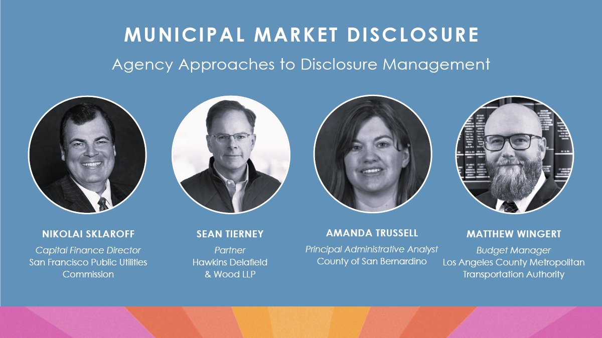 cdiac_sto's tweet image. Join us for the "Agency Approaches to Disclosure Management" session at Municipal Market Disclosure on April 8-9, 2025. Register to hear from CDIAC's expert faculty partners here: tinyurl.com/25MMDReg #muniland #publicfinance #cdiacsto #disclosure2025