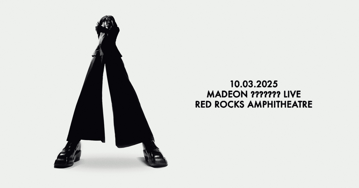 RedRocksCO's tweet image. NEW SHOW: Madeon will introduce a brand new era at #RedRocksCO. Join us for the premiere of a new live show, new music, new @madeon. ??????? Live on Oct. 3, 2025 ❓Tickets on sale Friday, March 28 at 10am MT!