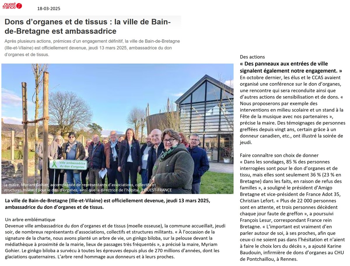 V_DON_ORGANES's tweet photo. Les VADO s’étendent grâce à ADOT départementales :  
- Calmont  près de Toulouse, soutient le don d’organes en Occitanie avec ADOT 31.  
- Bain de Bretagne proche de Rennes, rejoint le réseau en Bretagne avec ADOT 35.  
Bravo et merci aux Occitans et Bretons pour leur solidarité. https://t.co/voVfB6W5XN