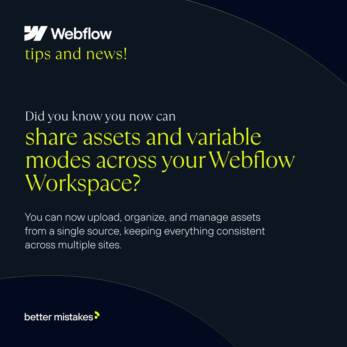 wemakebm's tweet image. 🌟 Webflow’s Shared Libraries just got a major upgrade!

Now you can sync assets + variable modes across your Workspace for seamless multi-site design systems.

🔗 webflow.com/updates/shared…

#webflow #sharedlibraries #designsystems #bettermistakes