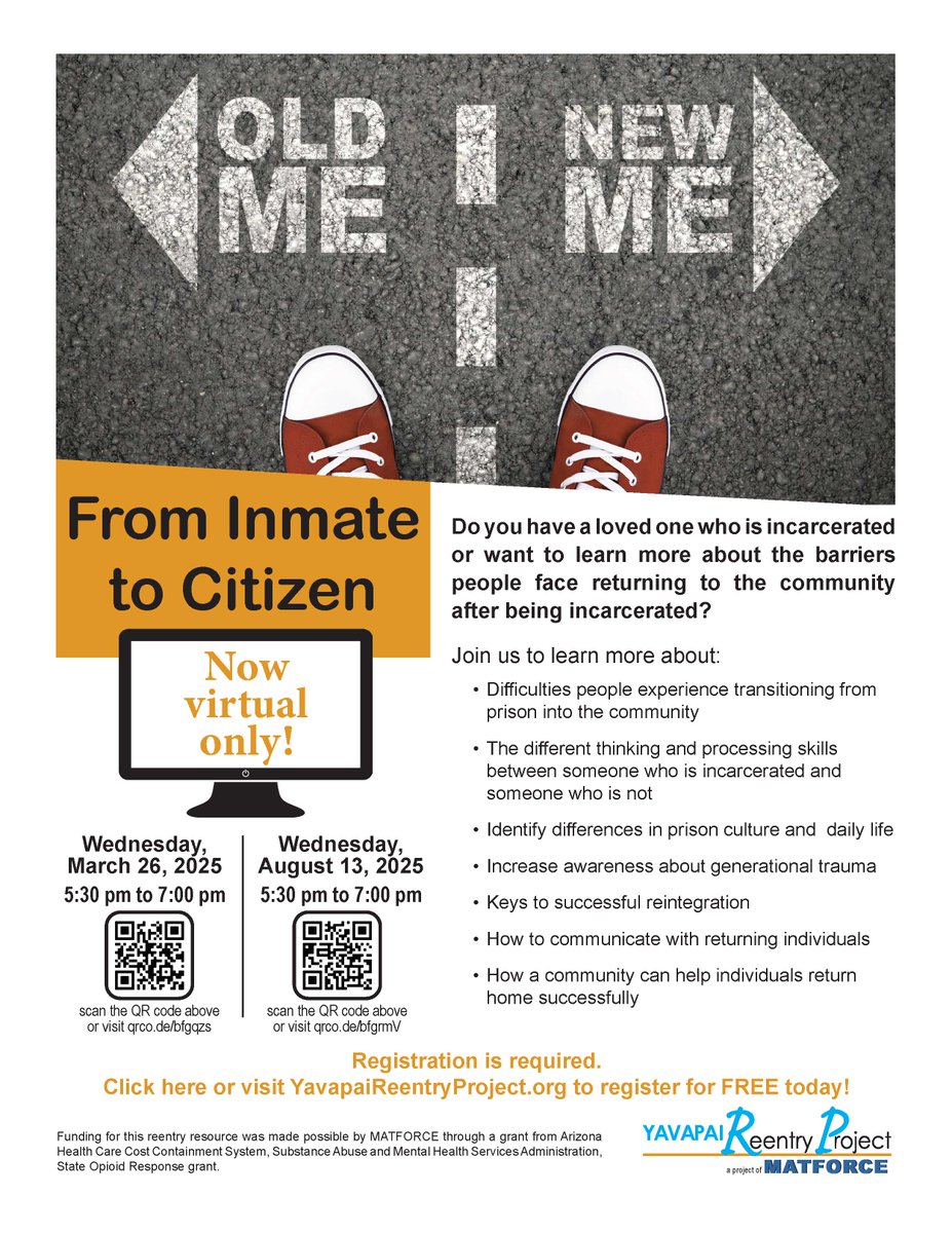 Do you have a loved one who is incarcerated or want to learn more about the barriers people face returning to the #community after being incarcerated?

#yavapai
#YRP
#yavapaireentryproject