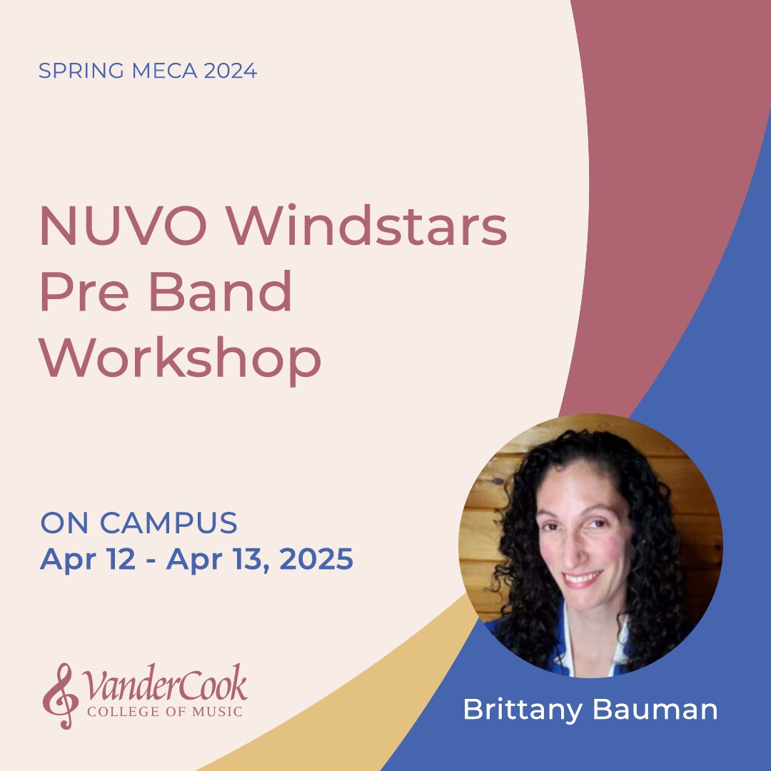 There's still time to register! 
There's still time to register! 
Join WindStars April 12-13, 2025 at VanderCook College of Music for a weekend workshop in Chicago, IL. 🎶
Learn more here: vandercook.edu/course/nuvo-wi…
#nuvo #windstars #musiceducation #teacherworkshop #preband