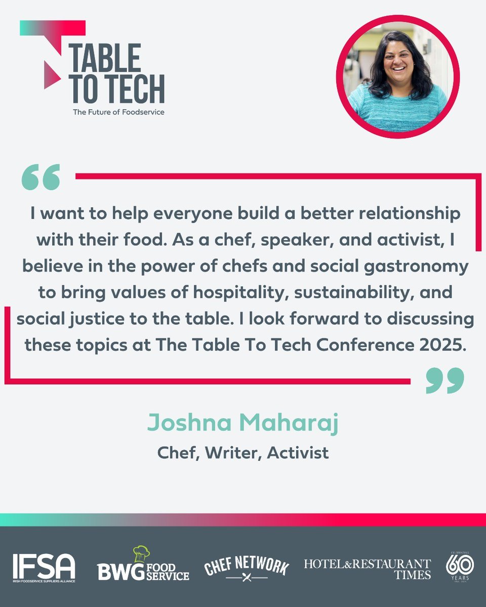 catexexhibition's tweet image. MEET JOSHNA MAHARAJ 

At the Table to Tech IFSA Conference, Joshna will speak on Reanimating the Chain, exploring how we can strengthen connections across the food industry.

🎟️ Grab your ticket now! Click the link in our bio.
#FutureOfFoodservice #IFSAConference #TableToTech
