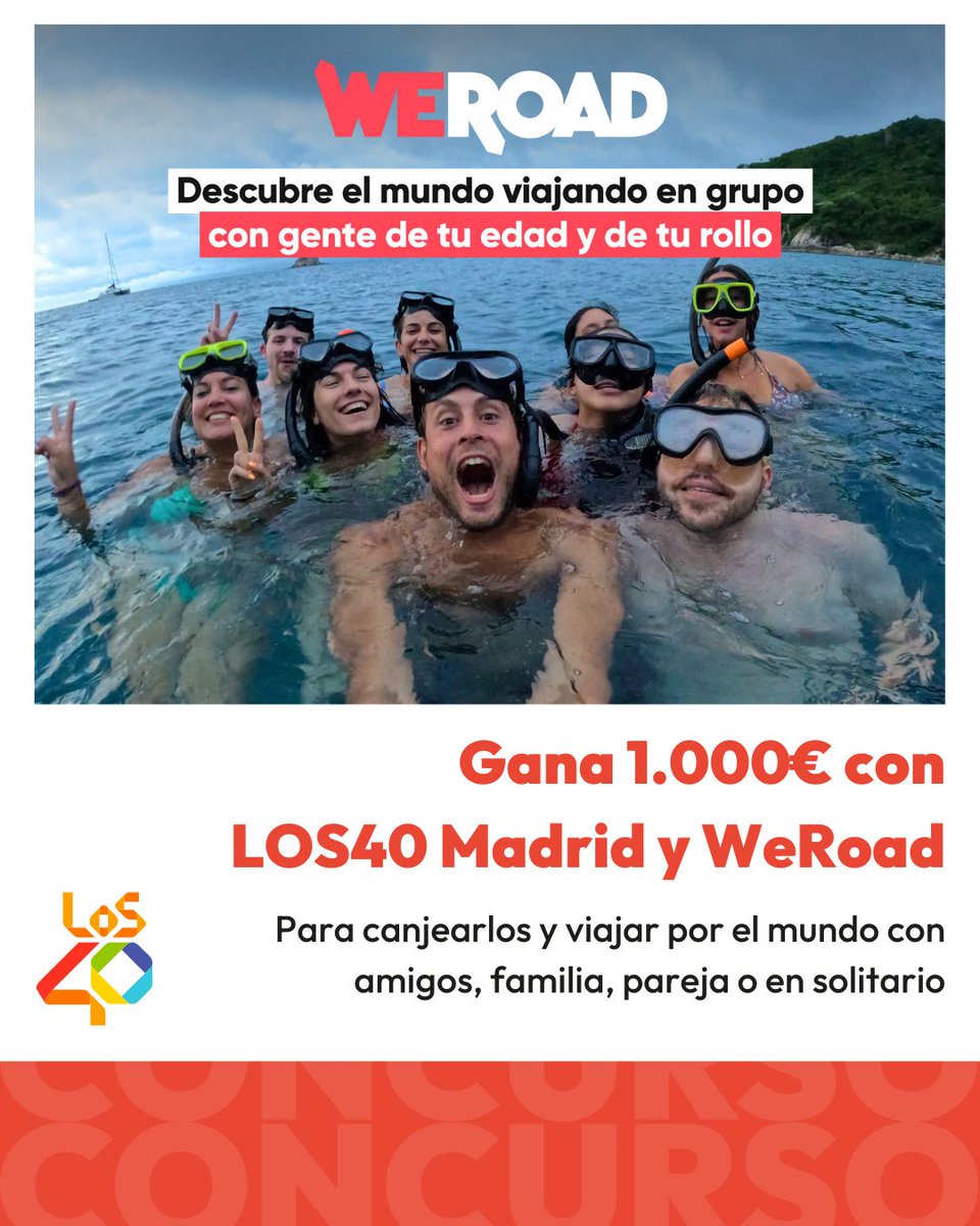 ¡Gana 1000 euros con LOS40 Madrid y <a href="/weroad_official/">WeRoad</a> ! 🧳💰 Podrás canjearlos y viajar por el mundo con amigos, familia, pareja o en solitario 🗺️ 

¡Participa en el concurso de LOS40!  los40es.com/im1rf