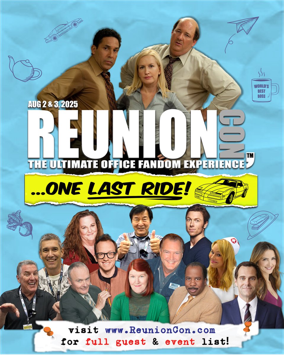 Congratulations to The Office celebrating its 20th anniversary of its premier. 
An Interactive Office Fan Convention.
NY/NJ - August 2nd &amp; 3rd, 2025
Meadowlands Expo Center
#theoffice20 
Reunioncon.com