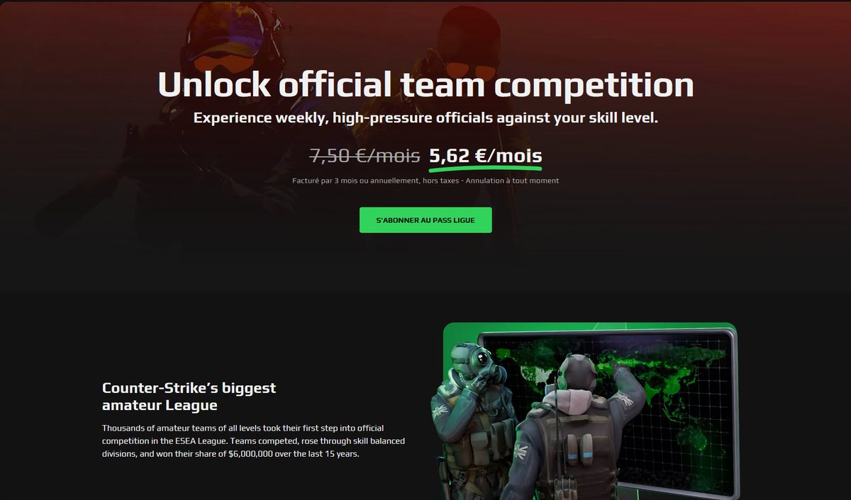 J'ai l'opportunité cette Saison de participer aux ESEA S53 Referrals ✅

🔸25% d'économie sur vos Pass ESEA 💸
🔸500€ Cash si 75 Referrals utilisés (Reversés en CP de Tournois FR 🇫🇷)

Tout ça simplement en utilisant le code en description pour vous inscrire pour la S53 ⬇️⬇️