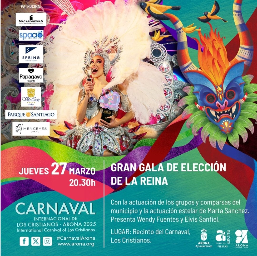 #martasanchez 27 de Marzo en Arona (Tenerife)
Elección de la Reina del Carnaval