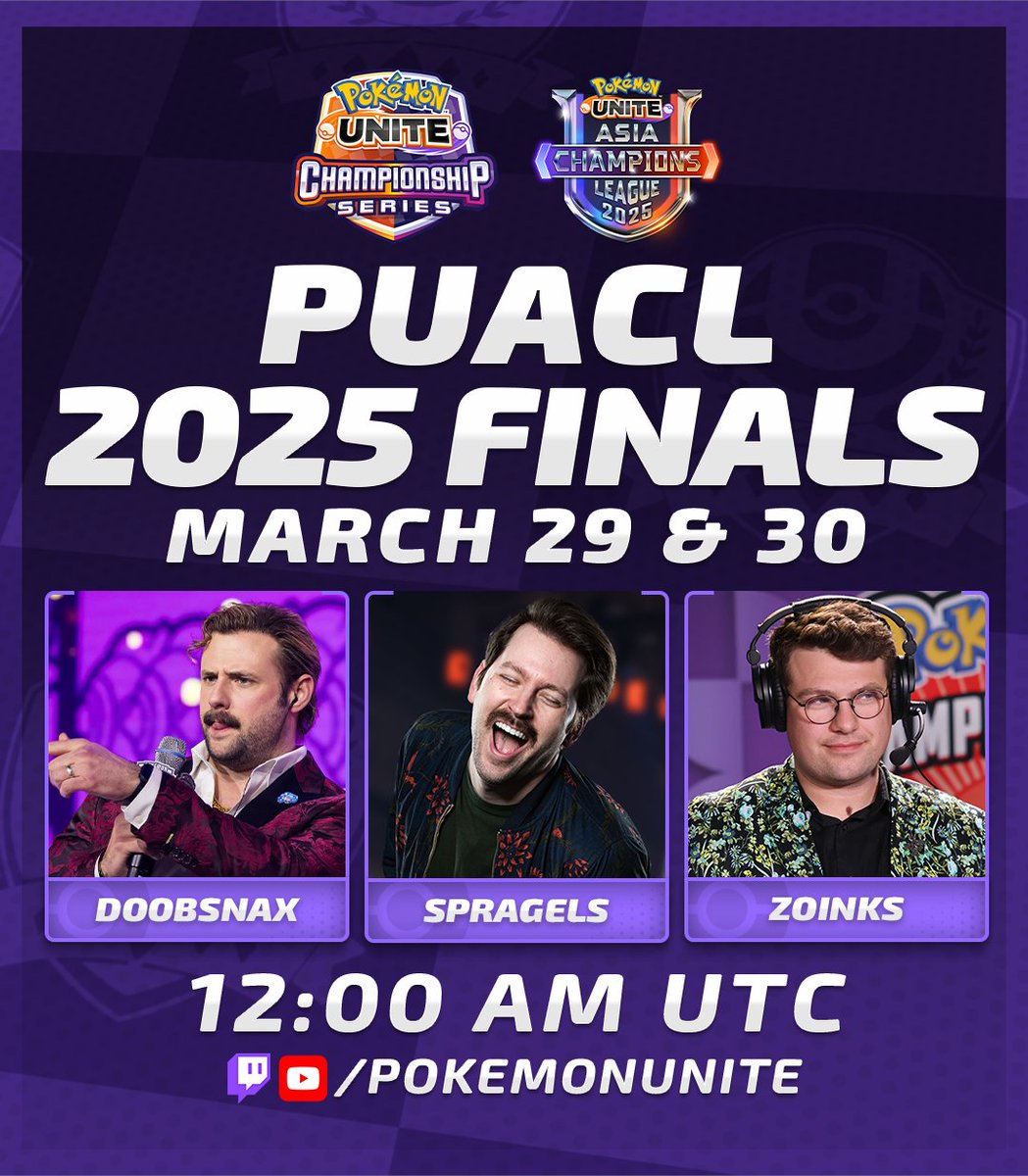 This weekend is full of #UNITEesports action from all across the globe! 🌎🌏

With both the March Finals and the #PUACL2025 FINALS, you won't want to miss any of it!

📺: twitch.tv/pokemonunite 
📺: twitch.tv/pokemonunitela… 
📺: twitch.tv/pokemonunitebr… 

#PokemonUNITE