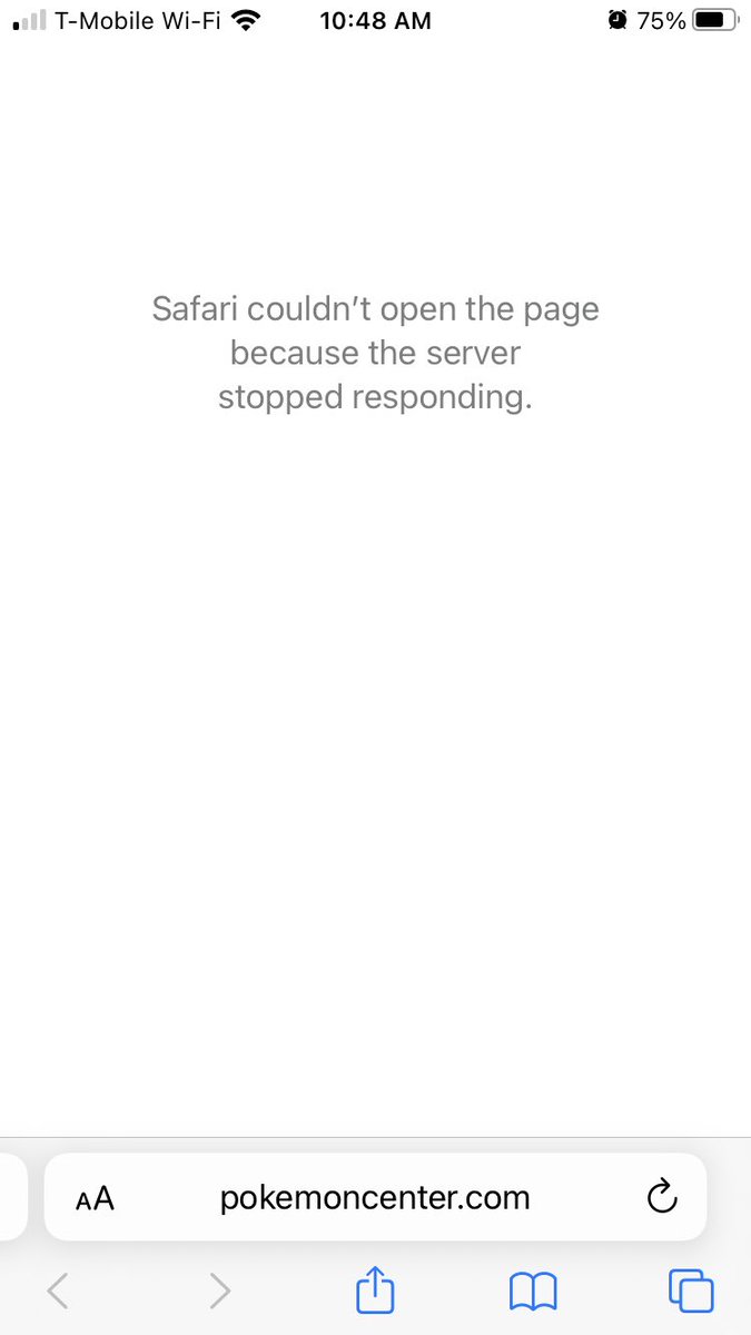 CodySensei's tweet image. Over an hour stuck in queue because any time it would start loading the site, I’d get the same “server stopped responding” page, forced to refresh, which puts me back in the queue.
@Pokemon What’s the point of a queue if the website doesn’t even work when it’s my turn?