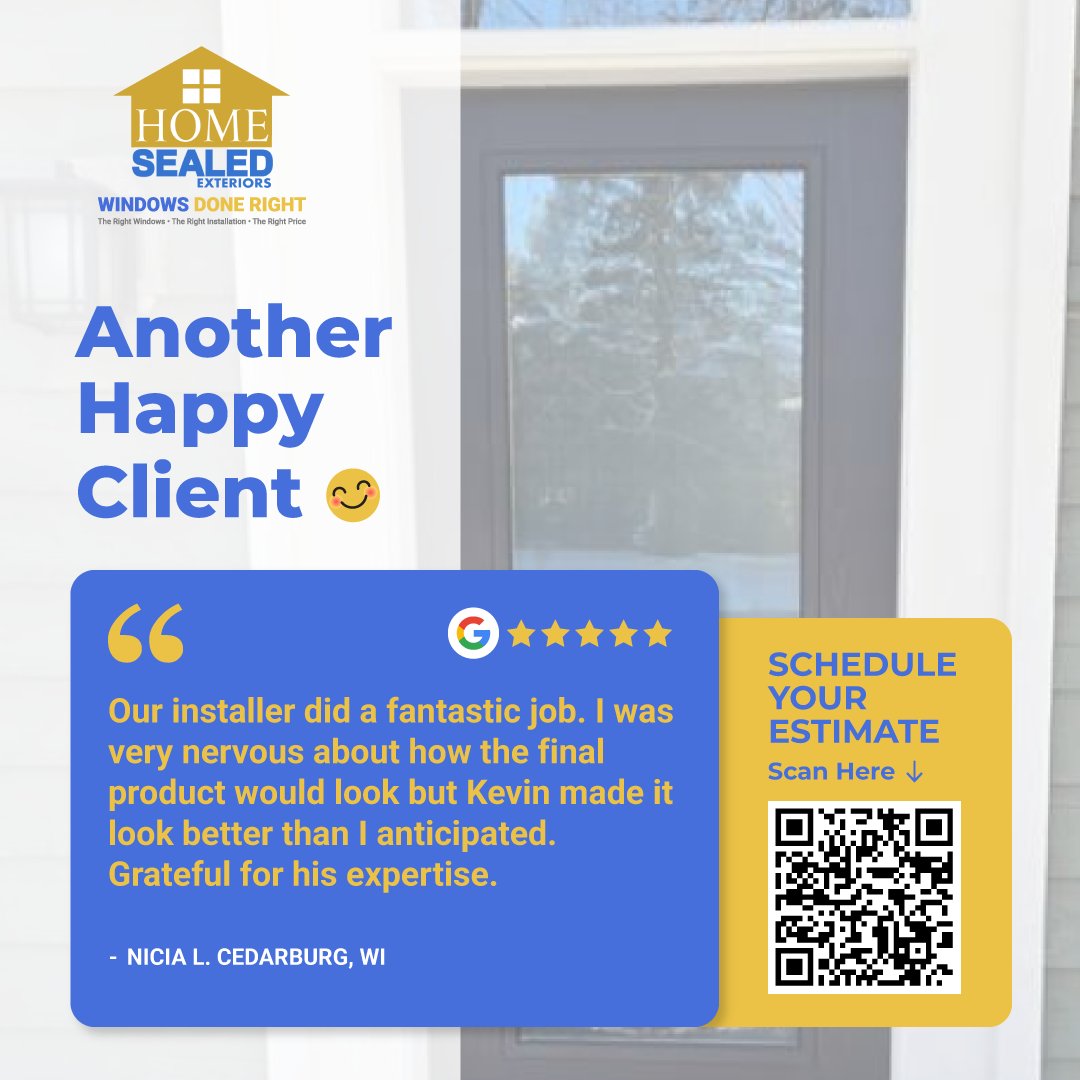 HomeSealed's tweet photo. Another happy client, another stunning transformation! 😍 Nicia L. was nervous about how her new door would turn out, but thanks to **Kevin’s expert installation**, it looked even better than she imagined! ⭐️👏  

💻→CLICK: https://t.co/CR9XxVzkla

📲→CALL: 262-784-4460 https://t.co/JLRH8uwqvs